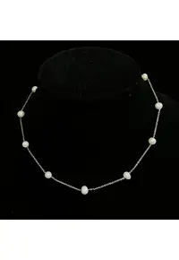 Colier Perla Kim - perle naturale - placat cu aur alb - 40.5cm