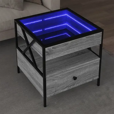 Gossi masuta de cafea cu led infinity, gri sonoma, 50x50x51 cm
