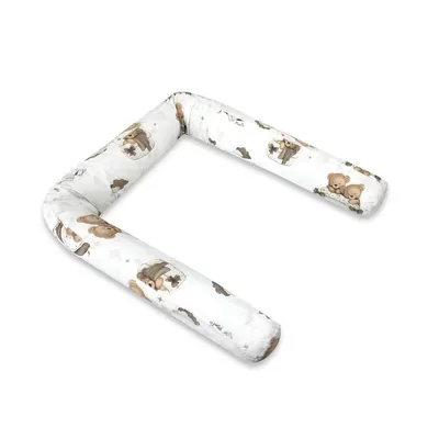Aparatoare pentru patut, MimiNu, Tip rulou, Cu husa detasabila, Lungime 180 cm, Din bumbac certificat Oeko Tex Standard 100, Tedy bear dreams beige