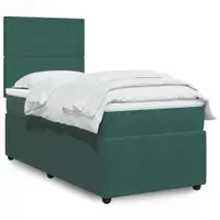 Gossi pat continental cu saltea, verde inchis, 80x200 cm, catifea