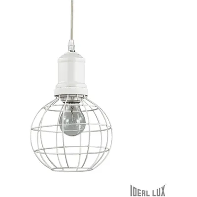 Pendul Cage Rotund, 1 bec, dulie E27, D:155 mm, H:450/1700 mm, Alb