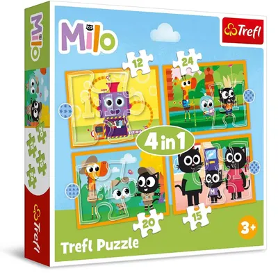 Puzzle Trefl 4 in 1 - Faceți cunoștință cu Milo și prietenii lui