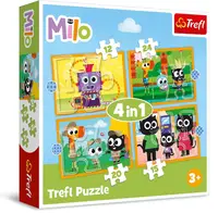 Puzzle Trefl 4 in 1 - Faceți cunoștință cu Milo și prietenii lui