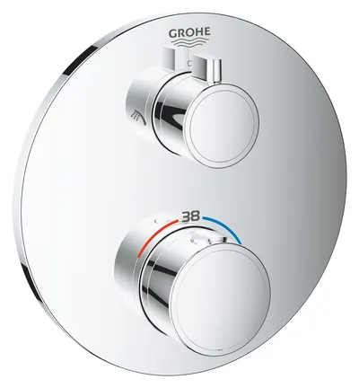 Baterie dus Grohtherm THM trimset shower round 24076000, 2 cai, termostat, Crom
