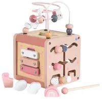 Cub activ din lemn Moni Toys - Roz