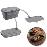 Coș de picnic, pliabil, 3 în 1, gri, masă portabilă, recipient și cutie multifuncțională, 15L, KP03SZ, eCarla