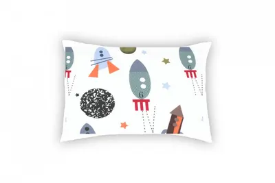 Perna Somnart din bumbac cu imprimeu rachete 50 x 70 cm
