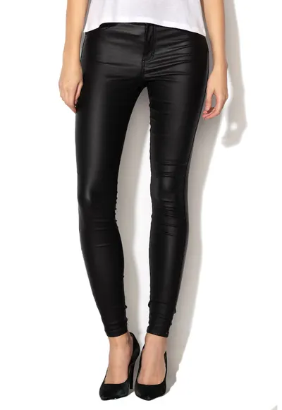 Pantaloni skinny cu pelicula lucioasa Royal - Negru