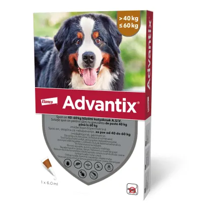 ADVANTIX, deparazitare externă câini, pipetă repelentă ADVANTIX 600, deparazitare externă câini, pipetă repelentă, XL(40 - 60kg), 1buc