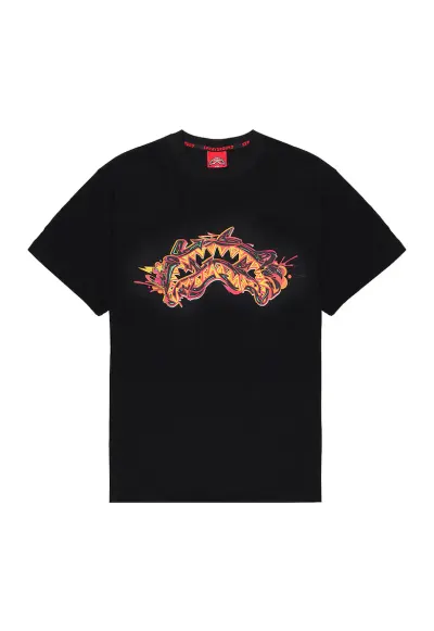 Tricou din bumbac cu imprimeu frontal si pe partea din spate - Rosu/Negru