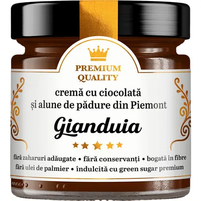 Gianduia Crema cu Ciocolata si Alune de Padure din Piemont Secretele Ramonei 250g