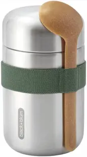 Cutie alimentară cu pereți dubli Black+Blum - Oțel și fibră de lemn, 400 ml, măslin