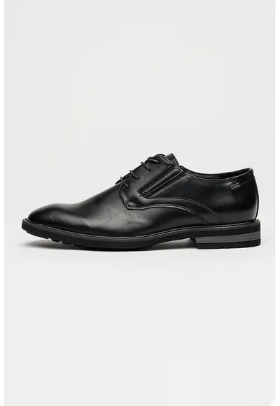 Pantofi derby din piele ecologica cu insertie elastica - Negru