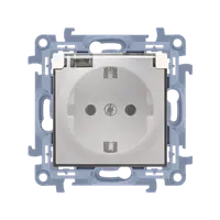 Priza Schuko IP44 cu garnitura de etansare si obturatoare de protectie, capac transparent 16 A, 250V~, crem, borne cu surub
