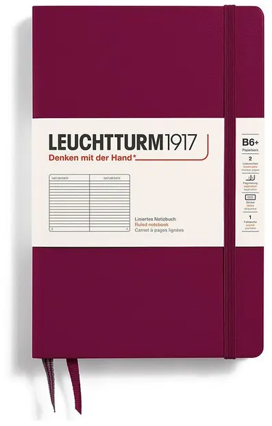Caiet Leuchtturm1917 Paperback - B6+, roșu, liniat, copertă rigidă