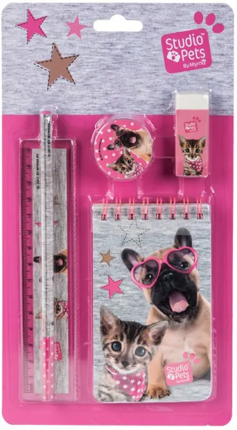 Set scolar Paso Studio Pets - 5 piese, Catel cu ochelari