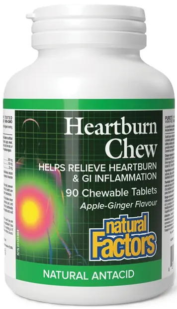 Heartburn Antiacid pe bază de plante, 90 comprimate masticabile, Natural Factors