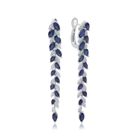 Cercei lungi din aur alb cu safire de 6.6ct si diamante de 0.84ct