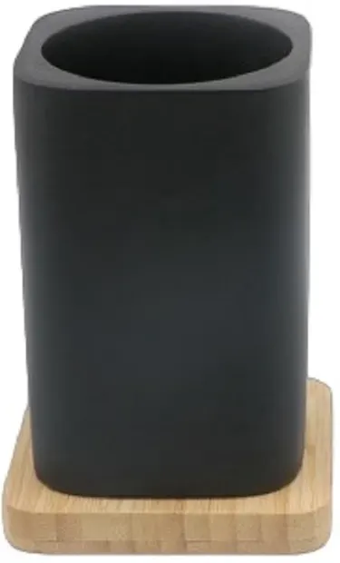 Suport pentru periuță de dinți Inter Ceramic - Ninel, 8.5 x 12.2 cm, negru-bambus