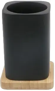 Suport pentru periuță de dinți Inter Ceramic - Ninel, 8.5 x 12.2 cm, negru-bambus