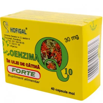Coenzima Q10 in ulei de catina Forte 30 mg, Hofigal | 40 capsule