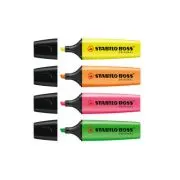 Textmarker Stabilo Boss, varf 2-5 mm, 4 culori/set