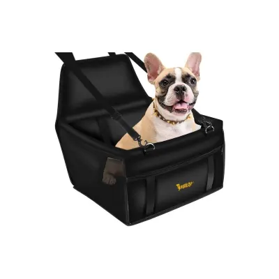 Scaun auto transport animale, catarama prindere, 1 buzunar, curea reglabila, 40x40x32cm, negru