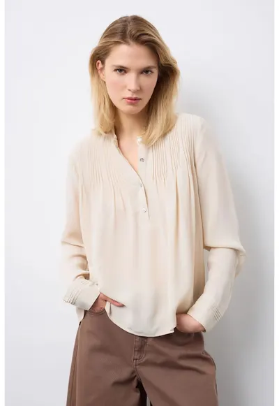 Bluza lejera din viscoza - Bej