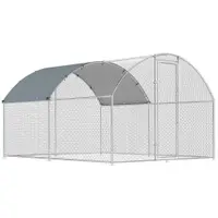 PawHut Țarc pentru Găini de Exterior, 2.8x3.4x1.9m, 9.5㎡ Țarc Metalic din Oțel Galvanizat cu Acoperiș Impermeabil Anti-UV și Încuietoare, Coteț pentru 10-16 Găini, Iepuri și Rațe | Aosom Romania