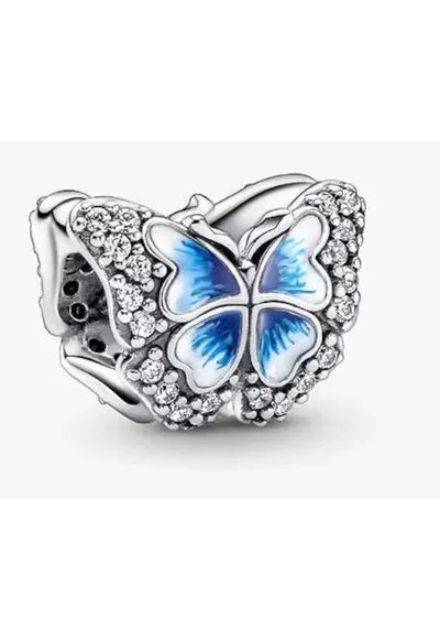 Charm tip fluture albastru stralucitor - Argint 925