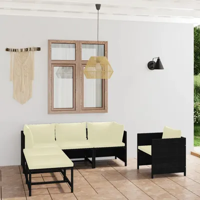Gossi set mobilier de gradina cu perne, 6 piese, negru, poliratan