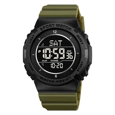 Ceas Digital Sport SKMEI 2400 pentru Bărbați - Waterproof 50M, LED, Alarmă, Verde Militar