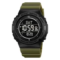 Ceas Digital Sport SKMEI 2400 pentru Bărbați - Waterproof 50M, LED, Alarmă, Verde Militar