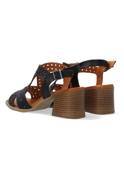 Sandale perforate din piele cu toc
