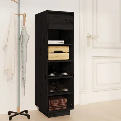 Gossi pantofar, negru, 34x30x105 cm, lemn masiv de pin
