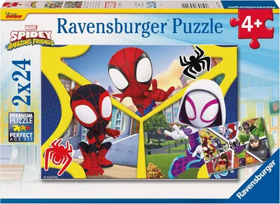 Puzzle pentru copii Ravensburger din 2 x 24 piese - Spidey și prietenii săi minunați