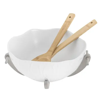 Set bol de salată din gresie ceramică și tacâmuri din bambus Villa Altachiara Yin&Yang