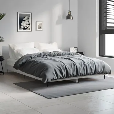 vidaXL Cadru de pat, gri sonoma, 135x190 cm, lemn prelucrat