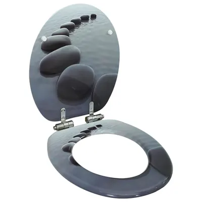 vidaXL Capac WC cu închidere silențioasă, MDF, design pietre