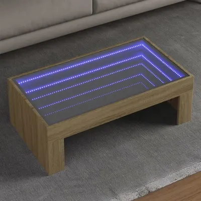 Gossi masuta de cafea cu led infinity, stejar sonoma, 90x50x30 cm