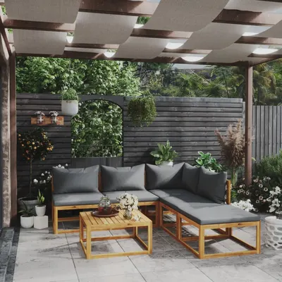 Gossi set mobilier gradina cu perne, 6 piese, lemn masiv acacia