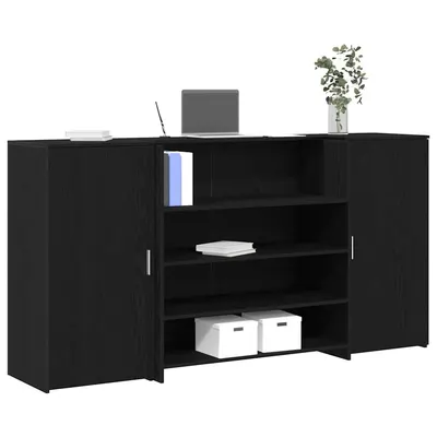 vidaXL Birou de recepție din stejar negru 200x50x103,5 cm, lemn stratificat