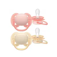 Set 2 suzete, Philips Avent, Colectia Ultra Soft , Ortodontice, Fara BPA, Cu disc flexibil, Pentru pielea sensibila a bebelusului, 0-6 luni, Galben/Roz