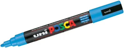 Marker permanent cu varf rotund Uni Posca - PC-5M, 2,5 mm, albastru ciel