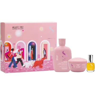 Alfaparf Milano Semi di Lino Moisture Holiday Kit set cadou pentru hidratare intensa 3 buc