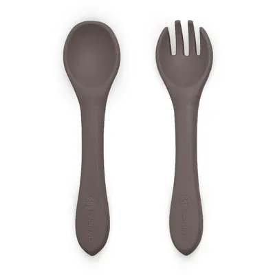 Set tacamuri, Petite&Mars, Take&Match, Din silicon, Forma ergonomica, Delicate cu gingiile, Adecvate pentru masina de spalat vase, Fara BPA, 6 luni+, Bitter Cocoa, Maro