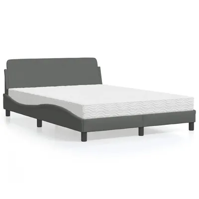 vidaXL Pat cu saltea, Dover, gri închis, 140x200 cm, textil