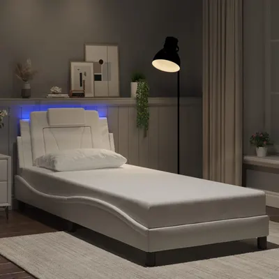 vidaXL Cadru de pat, Viana, cu LED fără saltea, alb, 90x190 cm