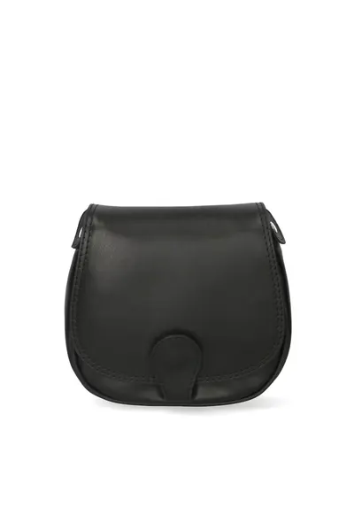 Geanta crossbody de piele cu clapa - Negru