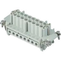 Insert pentru conector Mama - 77X27 - 16P + E 16A 500V / 6kV / 3 - ȘURUB CONNECTION - CU PLATE - GRI